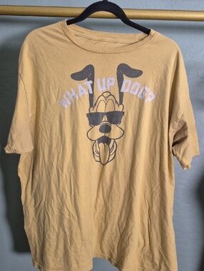Disney Yellow T-Shirt with Black And White Goofy Graphic